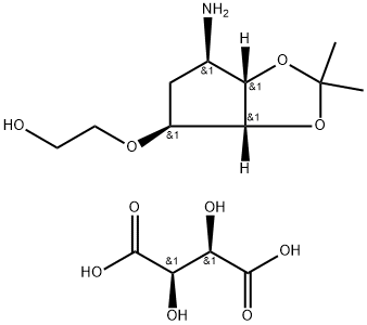 2-[[(3AR,4S,6R,6AS)-6-氨基四氢-2,2-二甲基-4H-环戊并-1,3-二恶茂-4-基]氧基]-乙醇 (2R,3R)-2,3-二羟基丁二酸盐 结构式
