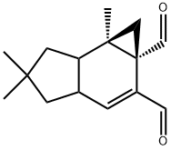 (1aS)-3aβ,4,5,6,6aβ,6b-ヘキサヒドロ-5,5,6bα-トリメチルシクロプロパ[e]インデン-1a,2(1H)-ジカルボアルデヒド 化学構造式