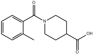 1-(2-メチルベンゾイル)ピペリジン-4-カルボン酸 化学構造式