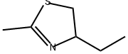 2-甲基-4-乙基噻唑啉 结构式