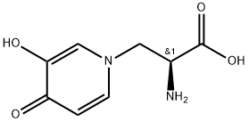 [αS,(-)]-α-アミノ-3-ヒドロキシ-4-オキソ-1(4H)-ピリジンプロピオン酸 化学構造式