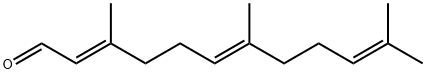 (2E,6E)-3,7,11-トリメチル-2,6,10-ドデカトリエナール 化学構造式