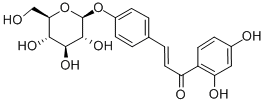 (E)-2',4'-ジヒドロキシ-4-(β-D-グルコピラノシルオキシ)カルコン 化学構造式