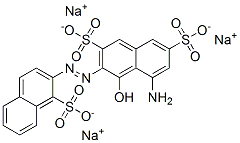 2,7-萘二磺酸-5-氨基-4-羟基-3-[(1-磺基-2-萘基)偶氮]三钠盐 结构式
