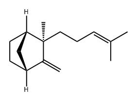 (1S-exo)-2-methyl-3-methylene-2-(4-methyl-3-pentenyl)bicyclo[2.2.1]heptane 结构式