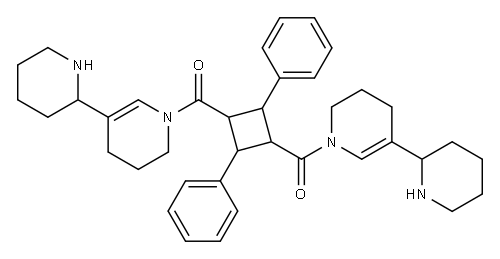 1,1'-[(2,4-Diphenyl-1,3-cyclobutanediyl)dicarbonyl]bis[1,2,3,4-tetrahydro-5-(2-piperidinyl)pyridine] 结构式