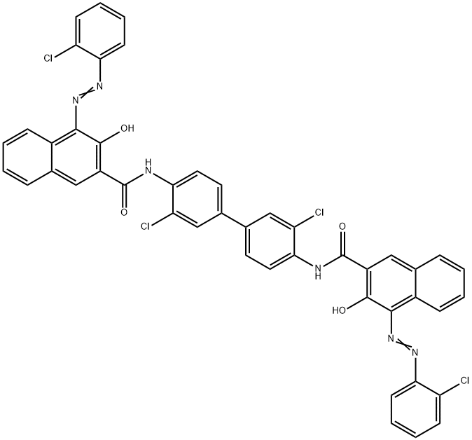 N,N'-(3,3'-ジクロロ-1,1'-ビフェニル-4,4'-ジイル)ビス[4-[(2-クロロフェニル)アゾ]-3-ヒドロキシ-2-ナフタレンカルボアミド] 化学構造式