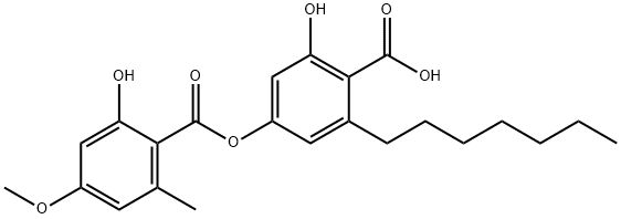 2-Heptyl-6-hydroxy-4-[(2-hydroxy-4-methoxy-6-methylbenzoyl)oxy]benzoic acid 结构式