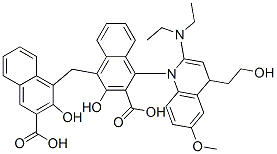 4-[(3-carboxy-2-hydroxy-naphthalen-1-yl)methyl]-3-hydroxy-naphthalene- 2-carboxylic acid, 2-diethylamino-1-(6-methoxyquinolin-4-yl)ethanol 结构式