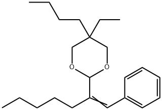 5-butyl-5-ethyl-2-(1-phenylhept-1-en-2-yl)-1,3-dioxane 结构式