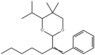5,5-dimethyl-2-(1-phenylhept-1-en-2-yl)-4-propan-2-yl-1,3-dioxane 结构式