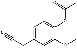 酢酸4-シアノメチル-2-メトキシフェニル 化学構造式