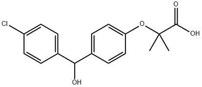 2-[4-(4-クロロベンジル)フェノキシ]-2-メチルプロピオン酸 化学構造式
