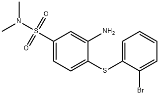 3-アミノ-4-[(2-ブロモフェニル)チオ]-N,N-ジメチルベンゼンスルホンアミド 化学構造式