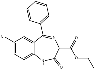 (Z)-ETHYL 7-CHLORO-2,3-DIHYDRO-2-OXO-5-PHENYL-1H-BENZO[E][1,4]DIAZEPINE-3-CARBOXYLATE, 5606-55-3, 结构式