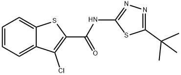 Benzo[b]thiophene-2-carboxamide, 3-chloro-N-[5-(1,1-dimethylethyl)-1,3,4-thiadiazol-2-yl]- (9CI) 结构式