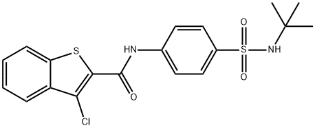 Benzo[b]thiophene-2-carboxamide, 3-chloro-N-[4-[[(1,1-dimethylethyl)amino]sulfonyl]phenyl]- (9CI) 结构式