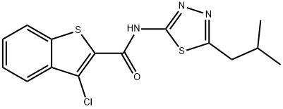 Benzo[b]thiophene-2-carboxamide, 3-chloro-N-[5-(2-methylpropyl)-1,3,4-thiadiazol-2-yl]- (9CI) 结构式