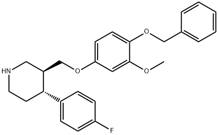 (3S,4R)-4-(4-Fluorophenyl)-3-[[3-methoxy-4-(phenylmethoxy)phenoxy]methyl]piperidine 结构式