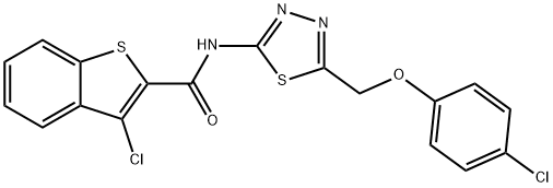 Benzo[b]thiophene-2-carboxamide, 3-chloro-N-[5-[(4-chlorophenoxy)methyl]-1,3,4-thiadiazol-2-yl]- (9CI) 结构式
