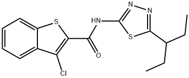 Benzo[b]thiophene-2-carboxamide, 3-chloro-N-[5-(1-ethylpropyl)-1,3,4-thiadiazol-2-yl]- (9CI) 结构式