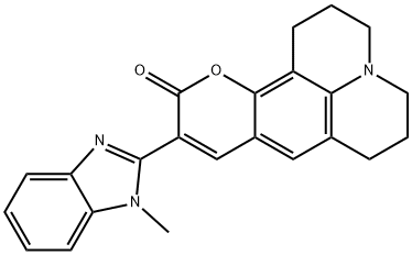 9-(1-Methyl-benzimidazol-2-yl)-2,3-5-6-tetrahydro-quinolizino[9,9a,1-gh]coumarin 结构式