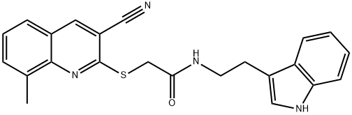 Acetamide, 2-[(3-cyano-8-methyl-2-quinolinyl)thio]-N-[2-(1H-indol-3-yl)ethyl]- (9CI) 结构式