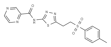 Pyrazinecarboxamide, N-[5-[2-[(4-methylphenyl)sulfonyl]ethyl]-1,3,4-thiadiazol-2-yl]- (9CI) 结构式