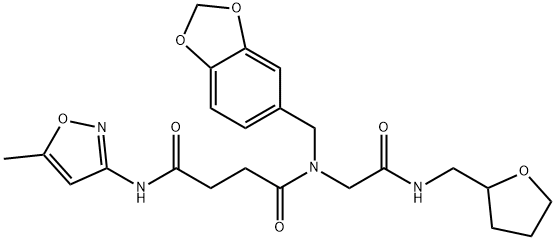 Butanediamide, N-(1,3-benzodioxol-5-ylmethyl)-N-(5-methyl-3-isoxazolyl)-N-[2-oxo-2-[[(tetrahydro-2-furanyl)methyl]amino]ethyl]- (9CI) 结构式