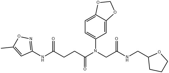 Butanediamide, N-1,3-benzodioxol-5-yl-N-(5-methyl-3-isoxazolyl)-N-[2-oxo-2-[[(tetrahydro-2-furanyl)methyl]amino]ethyl]- (9CI) 结构式