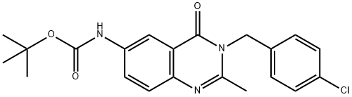Carbamic acid, [3-[(4-chlorophenyl)methyl]-3,4-dihydro-2-methyl-4-oxo-6-quinazolinyl]-, 1,1-dimethylethyl ester (9CI) 结构式