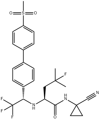 (2S)-N-(1-氰基环丙基)-4-氟-4-甲基-2-[[(1S)-2,2,2-三氟-1-[4'-(甲基磺酰基)[1,1'-联苯]-4-基]乙基]氨基]戊酰胺 结构式