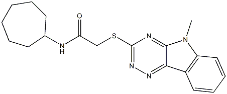 Acetamide, N-cycloheptyl-2-[(5-methyl-5H-1,2,4-triazino[5,6-b]indol-3-yl)thio]- (9CI) 结构式