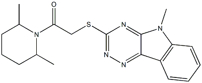 Piperidine, 2,6-dimethyl-1-[[(5-methyl-5H-1,2,4-triazino[5,6-b]indol-3-yl)thio]acetyl]- (9CI) 结构式