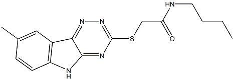Acetamide, N-butyl-2-[(8-methyl-2H-1,2,4-triazino[5,6-b]indol-3-yl)thio]- (9CI) 结构式