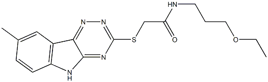 Acetamide, N-(3-ethoxypropyl)-2-[(8-methyl-2H-1,2,4-triazino[5,6-b]indol-3-yl)thio]- (9CI) 结构式