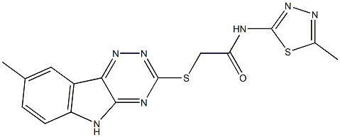 Acetamide, N-(5-methyl-1,3,4-thiadiazol-2-yl)-2-[(8-methyl-2H-1,2,4-triazino[5,6-b]indol-3-yl)thio]- (9CI) 结构式