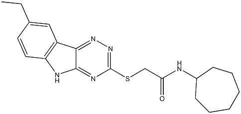 Acetamide, N-cycloheptyl-2-[(8-ethyl-2H-1,2,4-triazino[5,6-b]indol-3-yl)thio]- (9CI) 结构式