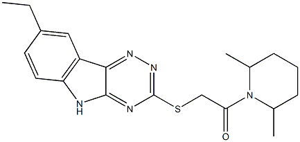 Piperidine, 1-[[(8-ethyl-2H-1,2,4-triazino[5,6-b]indol-3-yl)thio]acetyl]-2,6-dimethyl- (9CI) 结构式