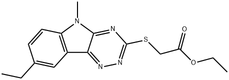Acetic acid, [(8-ethyl-5-methyl-5H-1,2,4-triazino[5,6-b]indol-3-yl)thio]-, ethyl ester (9CI) 结构式