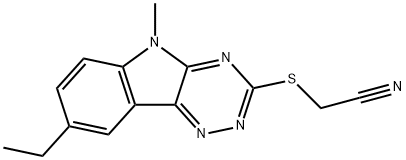 Acetonitrile, [(8-ethyl-5-methyl-5H-1,2,4-triazino[5,6-b]indol-3-yl)thio]- (9CI) 结构式