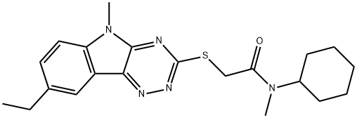 Acetamide, N-cyclohexyl-2-[(8-ethyl-5-methyl-5H-1,2,4-triazino[5,6-b]indol-3-yl)thio]-N-methyl- (9CI) 结构式