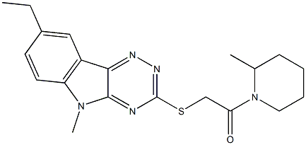 Piperidine, 1-[[(8-ethyl-5-methyl-5H-1,2,4-triazino[5,6-b]indol-3-yl)thio]acetyl]-2-methyl- (9CI) 结构式