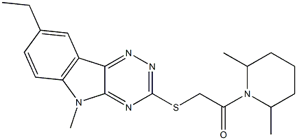 Piperidine, 1-[[(8-ethyl-5-methyl-5H-1,2,4-triazino[5,6-b]indol-3-yl)thio]acetyl]-2,6-dimethyl- (9CI) 结构式