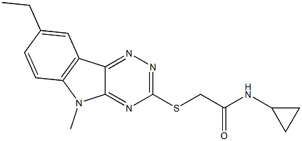 Acetamide, N-cyclopropyl-2-[(8-ethyl-5-methyl-5H-1,2,4-triazino[5,6-b]indol-3-yl)thio]- (9CI) 结构式