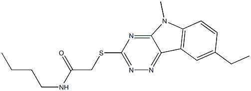 Acetamide, N-butyl-2-[(8-ethyl-5-methyl-5H-1,2,4-triazino[5,6-b]indol-3-yl)thio]- (9CI) 结构式