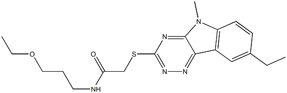 Acetamide, N-(3-ethoxypropyl)-2-[(8-ethyl-5-methyl-5H-1,2,4-triazino[5,6-b]indol-3-yl)thio]- (9CI) 结构式
