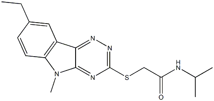 Acetamide, 2-[(8-ethyl-5-methyl-5H-1,2,4-triazino[5,6-b]indol-3-yl)thio]-N-(1-methylethyl)- (9CI) 结构式