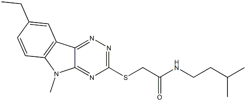 Acetamide, 2-[(8-ethyl-5-methyl-5H-1,2,4-triazino[5,6-b]indol-3-yl)thio]-N-(3-methylbutyl)- (9CI) 结构式