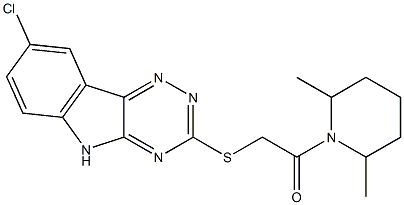 Piperidine, 1-[[(8-chloro-2H-1,2,4-triazino[5,6-b]indol-3-yl)thio]acetyl]-2,6-dimethyl- (9CI) 结构式